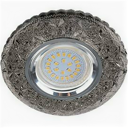 фото Комплект 4 шт. светодиодный светильник Ecola MR16 GU5.3 DL1661 Стекло Круг круп.матовый квадратный стразы Матовый/Хром 42x95 FM16RNECB