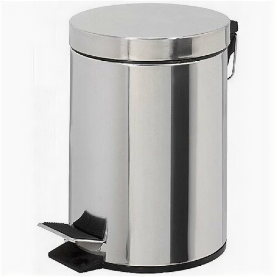 фото Ведро для мусора с педалью хром.металл 5л круглое JC-007