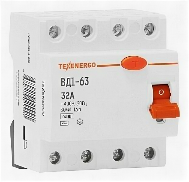 фото Устройство защитного отключения УЗО ВД1-63 4р 32А/ 30мА Texenergo