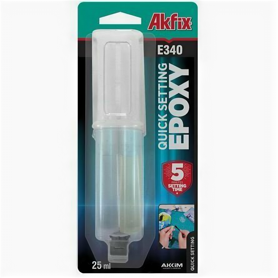 фото Двухкомпонентный быстротвердеющий эпоксидный клей AKFIX E340 (Акфикс Е340) универсальный, 25 мл