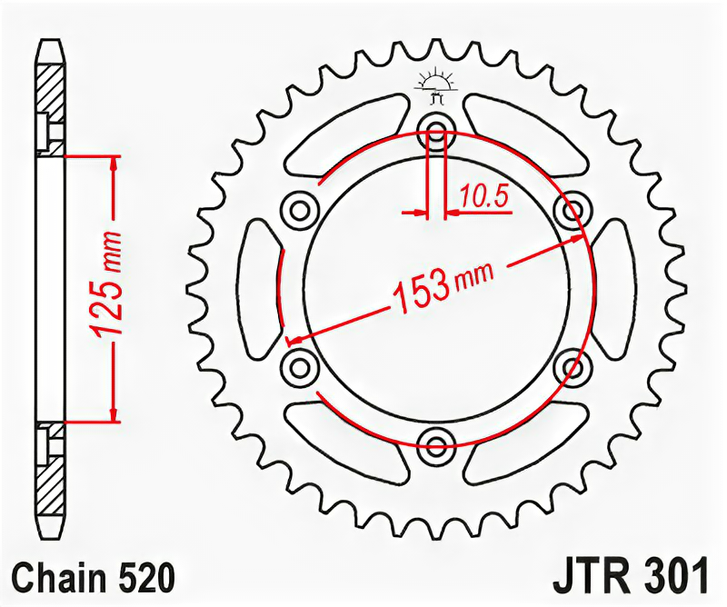 Звезда JT ведомая JTR301.48 48 зубьев