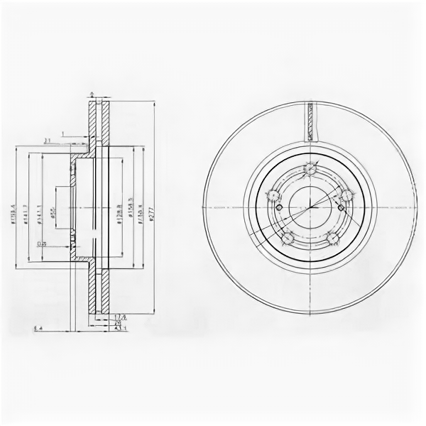 Диск тормозной TOYOTA AVENSIS 1.6-2.4 03- передний вент. DELPHI BG3913