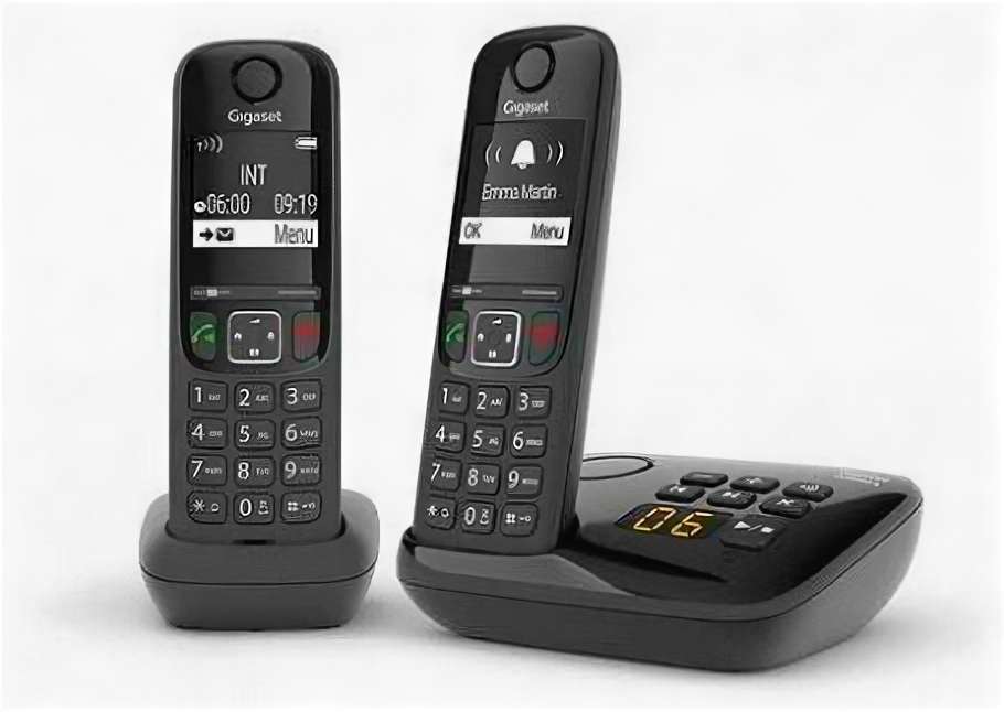 Gigaset Р/Телефон Dect Gigaset AS690A DUO RUS черный (труб. в компл.:2шт) автооветчик АОН