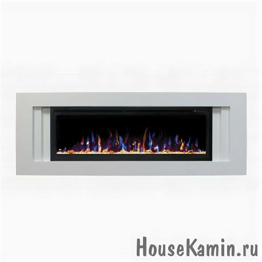Электрокамин RealFlame Stockholm 42 White с очагом Saphir 42, подсветка кристаллов Hoff - фото №1