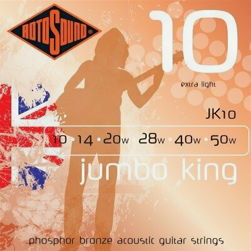 ROTOSOUND JK10 STRINGS PHOSPHOR BRONZE струны для акустической гитары, покрытие фосфорированная бронза, 10-50