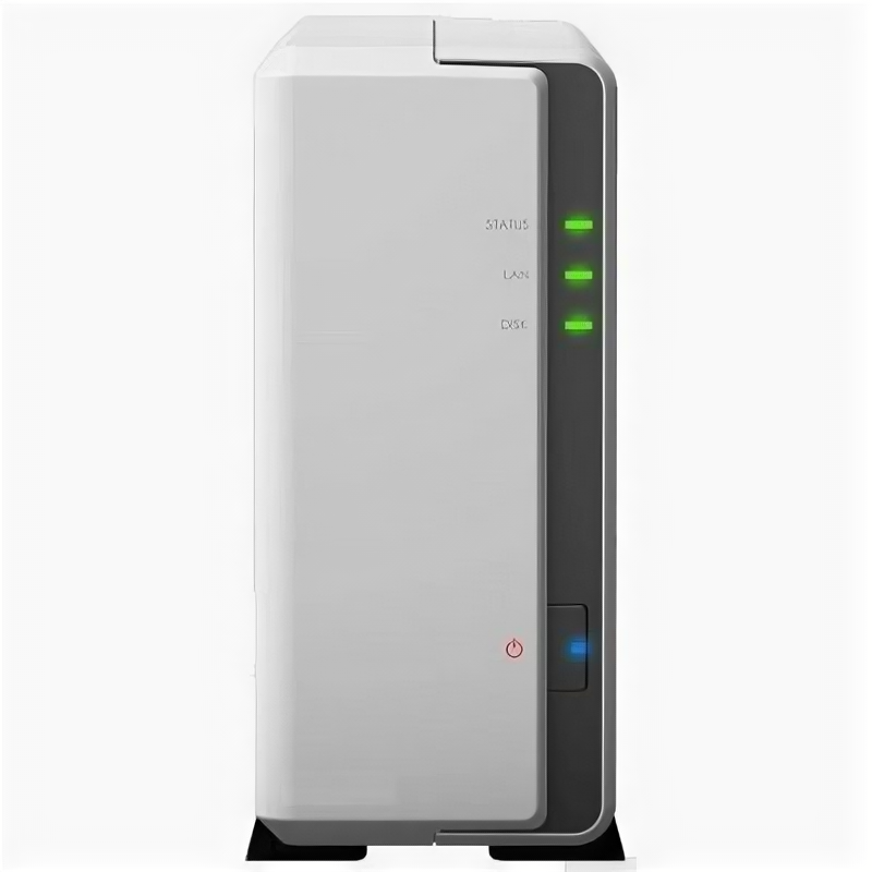 Synology Сетевое хранилище Synology DS120j DC 800MhzCPU/ 512Mb/ up to 1HDDs/ SATA(3,5'')/ 2xUSB2.0/ 1GigEth/ iSCSI/ 2xIPcam (up to 5)/ 1xPS/ 2YW"