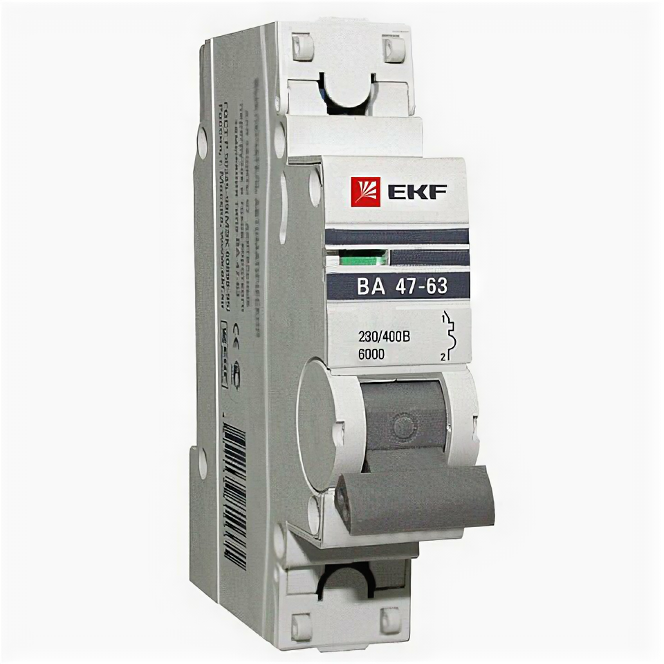 EKF Автоматический выключатель 1P 10А (D) 6кА ВА 47-63 PROxima mcb4763-6-1-10D-pro