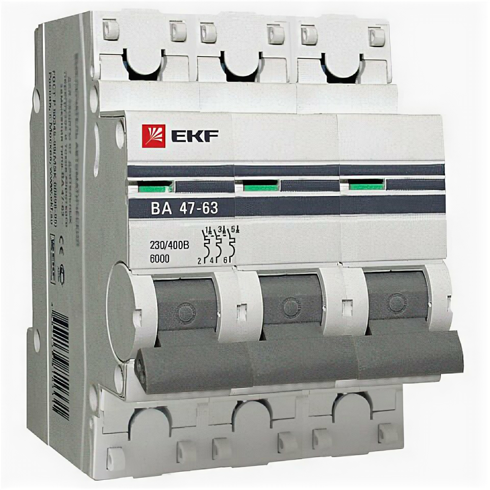 EKF Автоматический выключатель 3P 6А (B) 6кА ВА 47-63 PROxima mcb4763-6-3-06B-pro