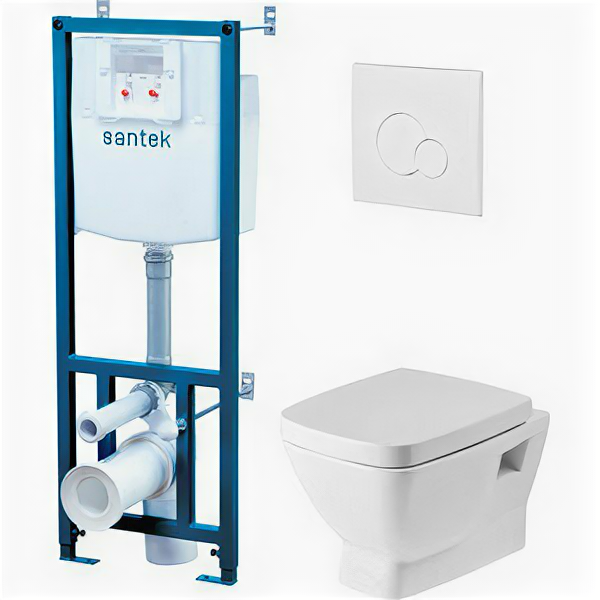 Комплект унитаза Santek Нео унитаз подвесной с микролифтом Clip Up + инсталляция, кнопка белая (1WH302463)
