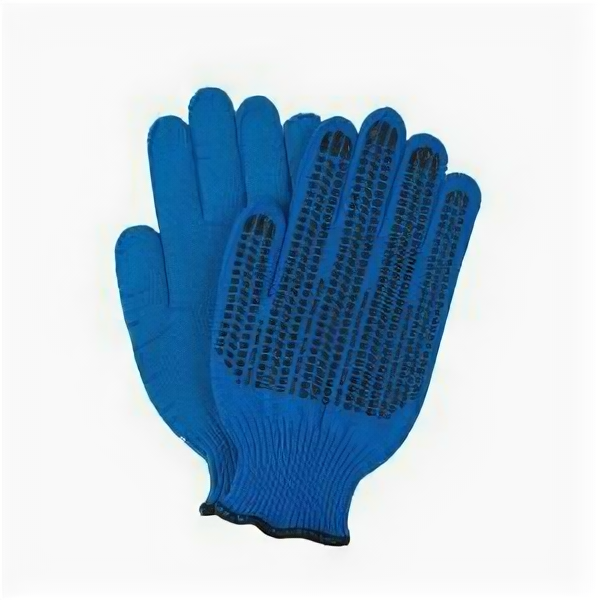 Перчатки рабочие хб с ПВХ протектор синие (6 нитей, 10 класс, размер 10, XL), 1289605 - фотография № 1