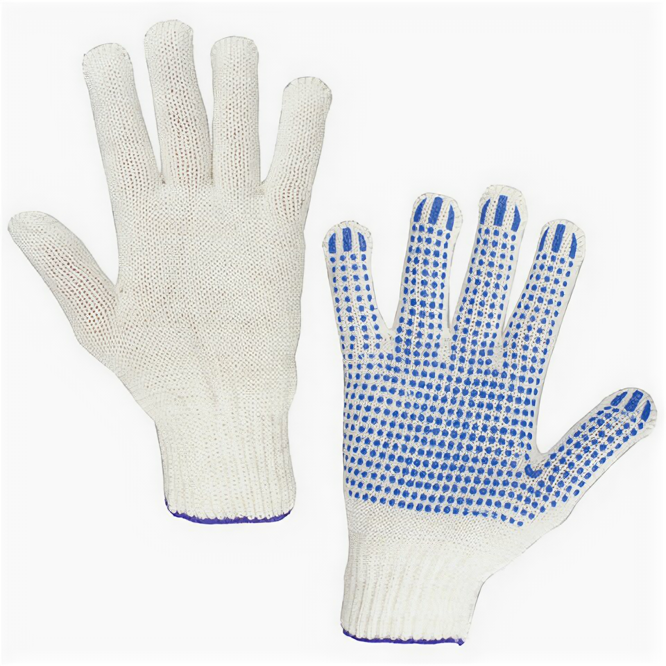 фото Перчатки хлопчатобумажные, комплект 5 ПАР, 7,5 класс, 46-48 г, 166 текс, ПВХ-точка, LAIMA "стандарт", белые, 600801 (цена за 1 ед.товара)