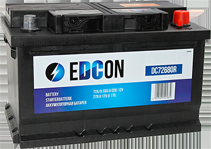 Аккумулятор EDCON 72Ah 680A (278/175/175) обратная полярн. DC72680R