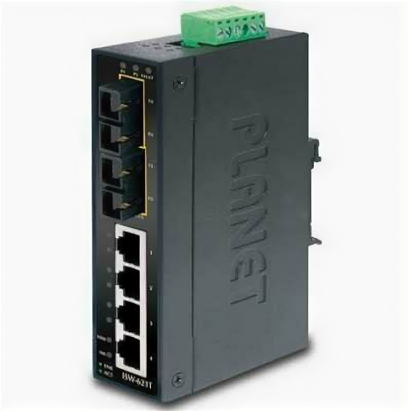 IP30 Slim Type 4-Port Industrial Ethernet Switch + 2-Port 100Base-FX(15KM) (-40 - 75 C)