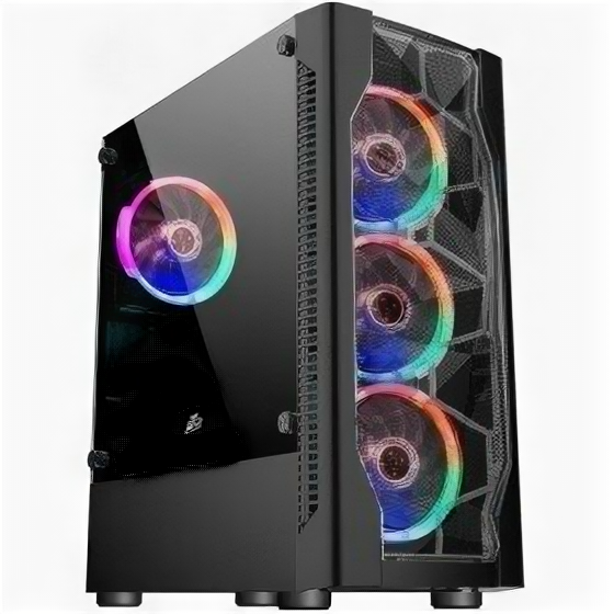 1STPLAYER Корпус 1STPLAYER D4-BK-4G6 DK D4 BLACK / ATX, tempered glass, metal mesh / 4x 120mm LED fans inc. / D4-BK-4G6