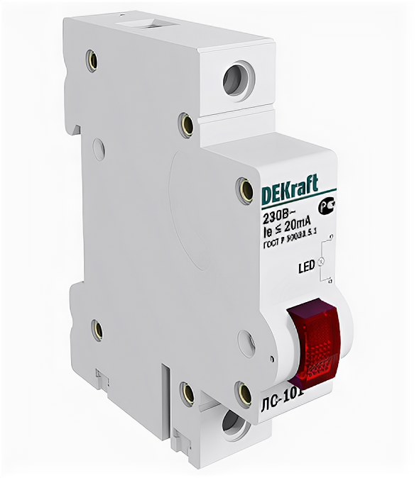 фото Лампа сигнальная светодиодная ЛС-101 DIN 1п желтая 220В 18008DEK DEKraft