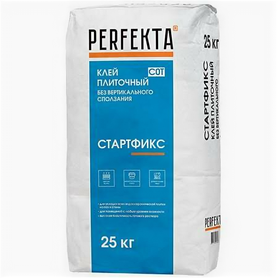 Клей Perfekta плиточный стартфикс для нар. и внутр. работ 25кг 48 0,6МПа в т.ч. керамогранит пол PERFEKTA (1шт) (95399)