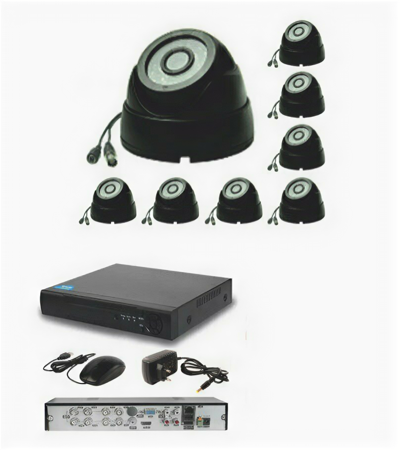 Готовый AHD комплект видеонаблюдения на 8 внутренних камер 2мП Full HD 1080P c ИК подсветкой до 20м