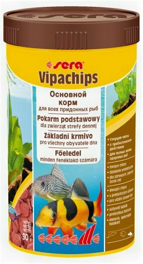 Sera Основной корм Sera VIPACHIPS для придонных рыб, чипсы 250 мл