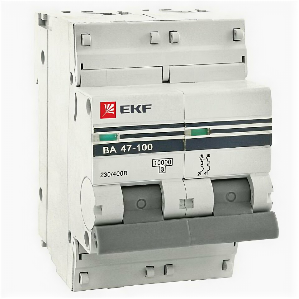 EKF Автоматический выключатель 2P 16А (D) 10kA ВА 47-100 PROxima mcb47100-2-16D-pro