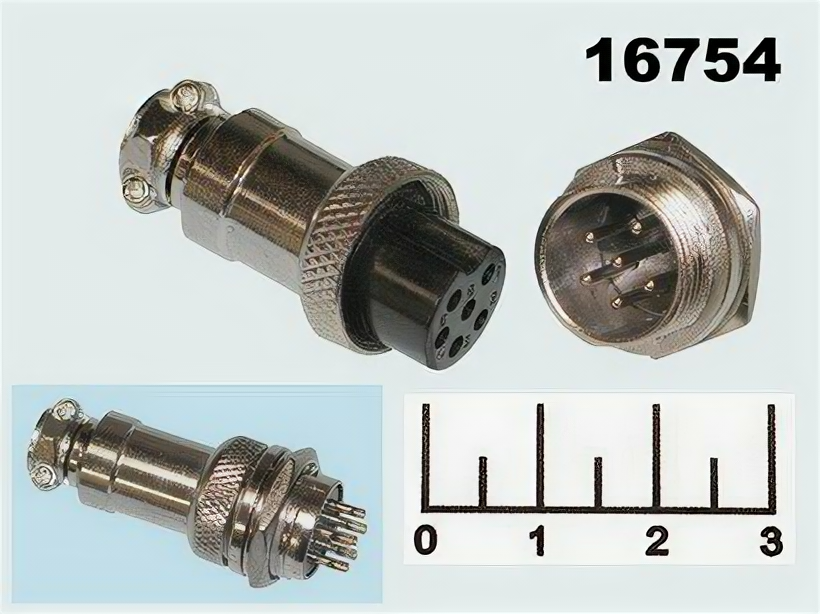 Разъем 6pin в комплекте хром GX16 (MIC-16-6)