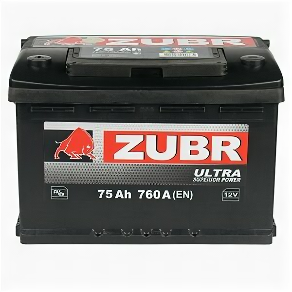 Аккумулятор ZUBR Ultra 75 Ач 760А прямая полярность
