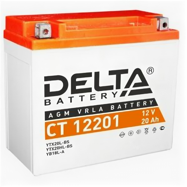 Аккумулятор мото Delta CT 12201 (YTX20L-BS, YTX20HL-BS)