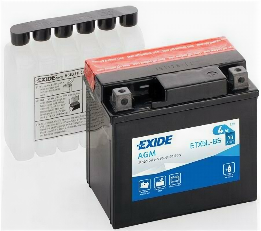 Аккумулятор Мото Exide 4Ач обратная полярность ETX5L-BS