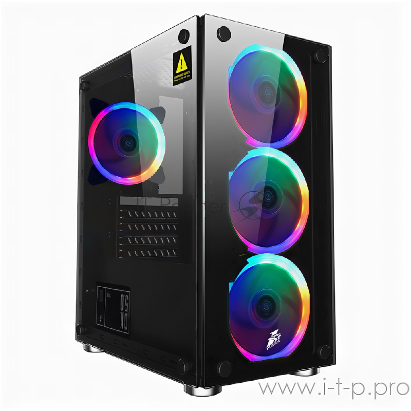 Корпус 1STPLAYER Firebase X2-4R1 X2 / mATX, tempered glass side panels / 4x 120mm LED fans inc .