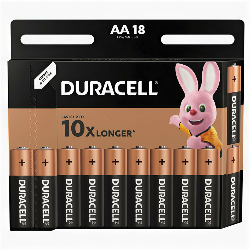 Батарейки DURACELL Basic, AA (LR06, 15А), алкалиновые, комплект 18 шт., в блистере