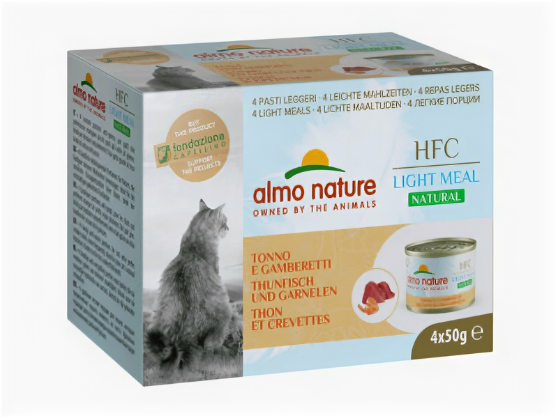 Almo Nature консервы Набор 4 шт. по 50 г. Низкокалорийные консервы для кошек Тунец и Креветки (Natural Light Meal - Tuna and Shrimp ) 551MEGA 551MEGA | HFC Natural Light Meal Tuna and Shrimp 02 кг 52035 (2 шт)