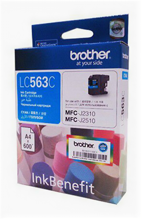 Картридж струйный Brother LC563C голубой (600стр.) для Brother MFC-J2510