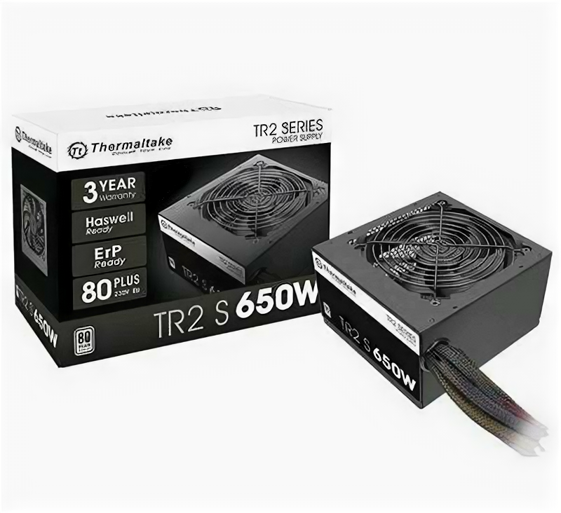 Блок питания Thermaltake ATX 650W TR2 S Trs-650ah2nk 80+ (24+4+4pin) Apfc 120mm fan 5xSATA RTL .