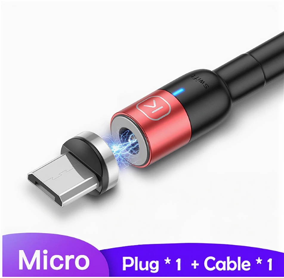 фото USB кабель для зарядки Kuulaa магнитный Micro-USB (оплетка нейлон ) 1 m Red