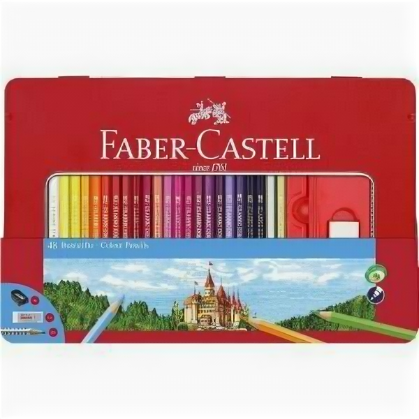 Карандаши цветные Faber-Castell, 48цв.+4, с ластиком, точилкой, 115888, 1197877