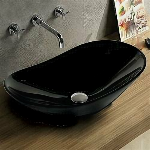 Раковина CeramaLux NC 7811AB 40см на столешницу черный глянец