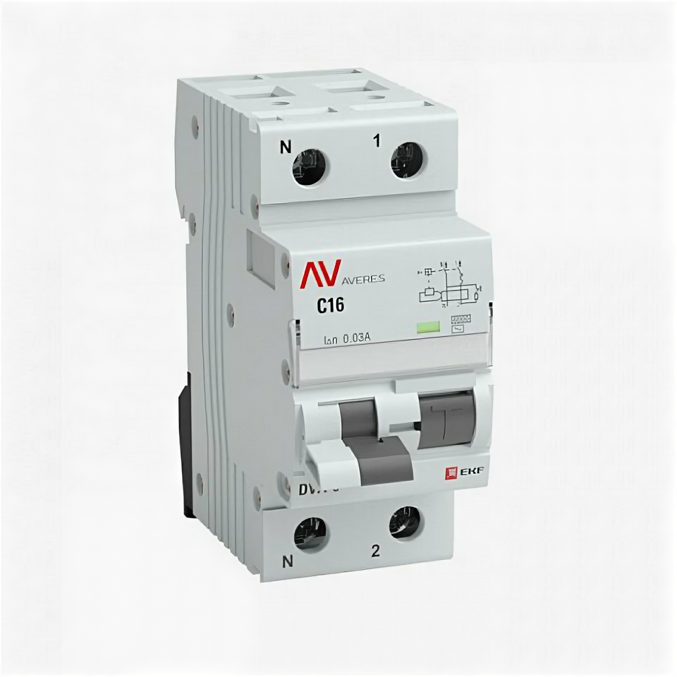 EKF Дифференциальный автомат DVA-6 1P+N 10А (B) 30мА (AC) 6кА AVERES rcbo6-1pn-10B-30-ac-av