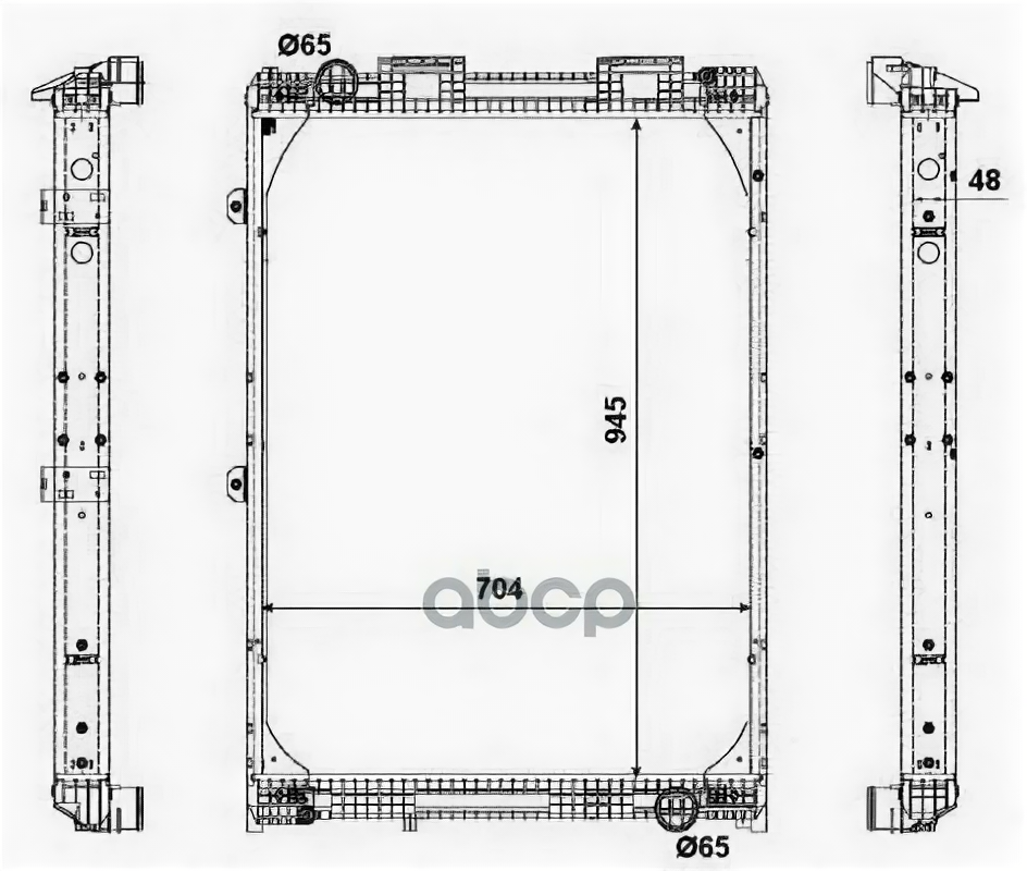 NRF 509537 Радиатор MAN F2000 94- охлаждения двигателя с рамкой NRF