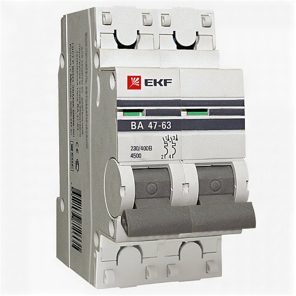 EKF Автоматический выключатель 2P 25А (D) 4,5kA ВА 47-63 PROxima mcb4763-2-25D-pro