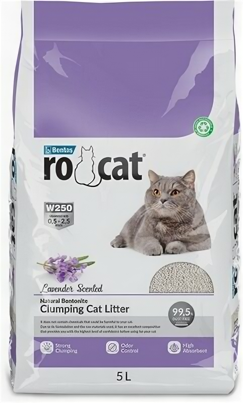 Ro Cat Ro Cat комкующийся наполнитель без пыли с ароматом лаванды, пакет (Lavender) ROCT-1122-PE5L-0300, 4,25 кг (2 шт)