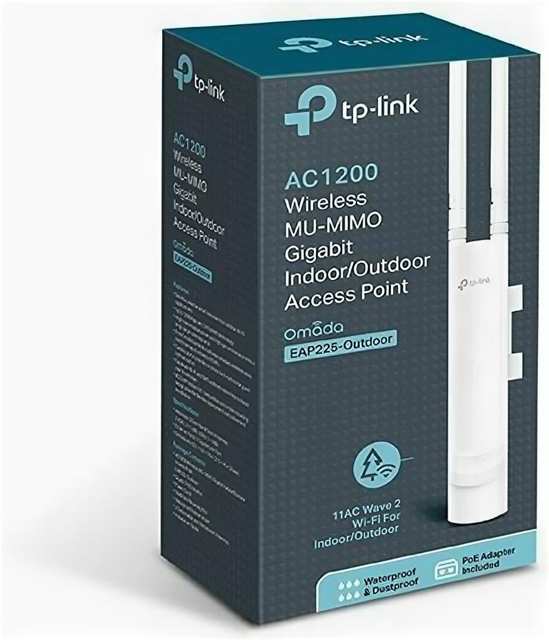 TP-Link EAP225-Outdoor (AC1200, 1 x GE, PoE/PPoE, 802.11k/v, MU-MIMO)