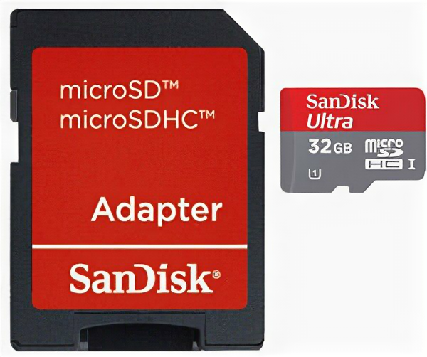 Карта памяти SanDisk microSDHC 32Gb Ultra Class 10 с адаптером SD