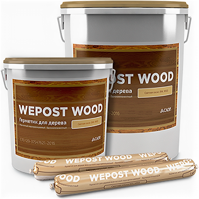 Герметик Акриловый Wepost Wood 600мл Темный Дуб Однокомпонентный для Деревянного Домостроения.