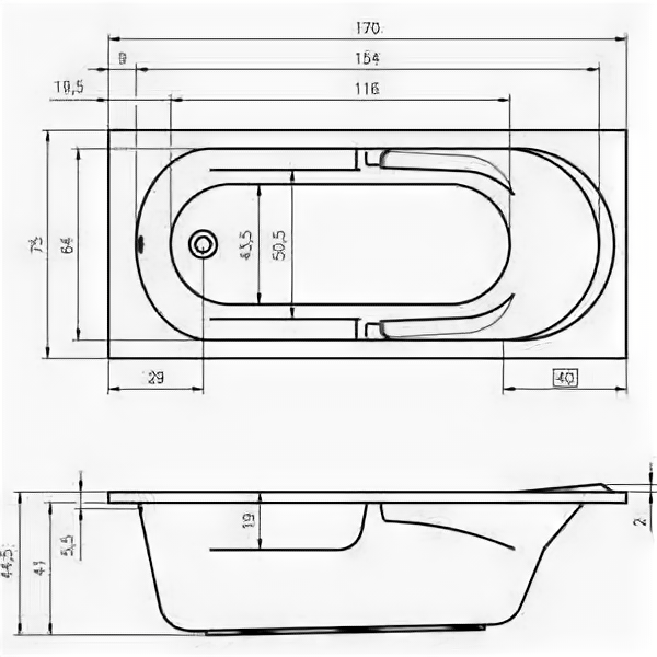 Ванна акриловая Riho Future BC2800500000000, 170х75 см. - фото №2