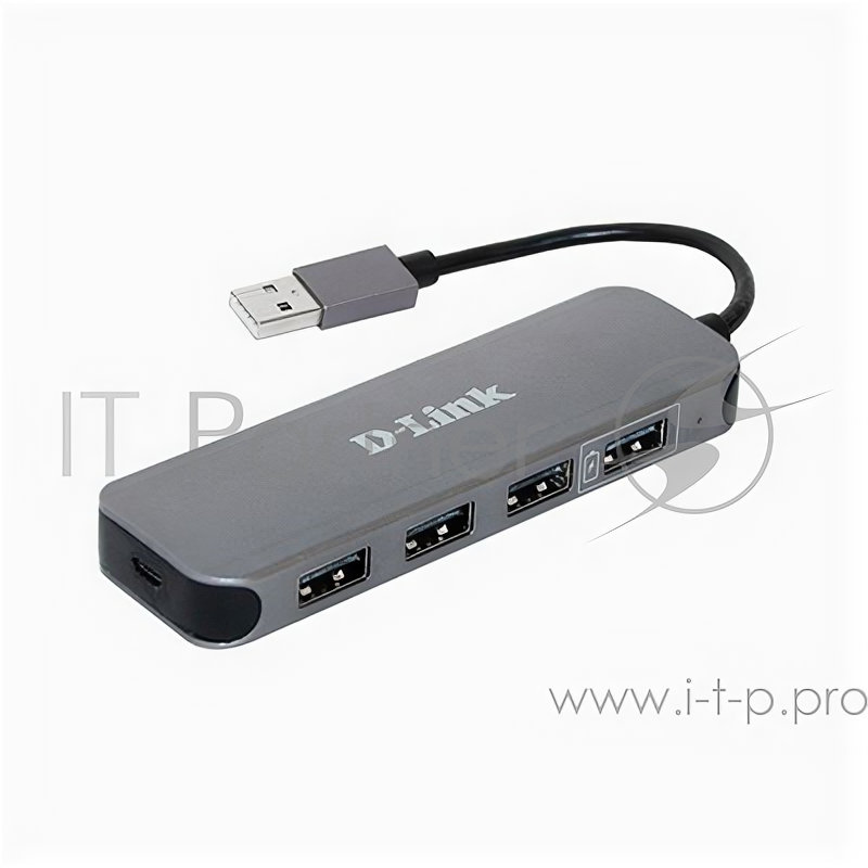 Концентратор USB D-Link Dub-h4/e1a, 4-port USB 2.0 Hub.4 downstream USB type A (female) ports, 1 ups