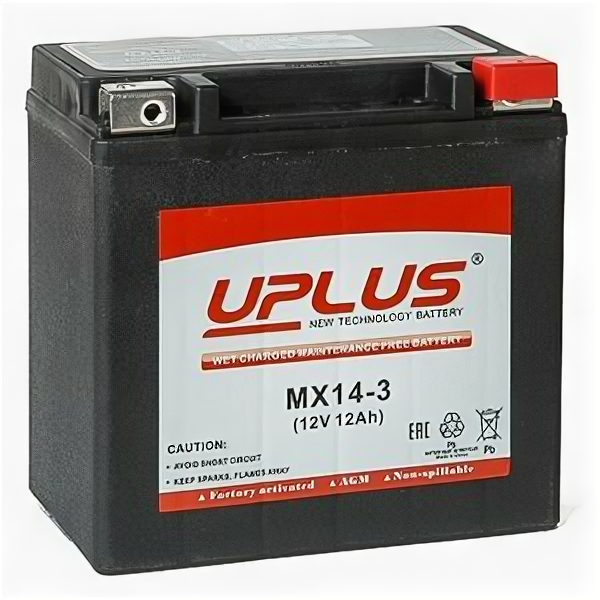 Аккумулятор мото Uplus MX14-3 (YTX14L-BS)