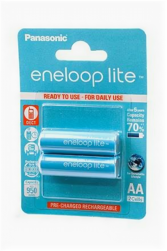 Аккумулятор 950мАч тип АА (блистер 2шт - цена за блистер) - eneloop lite BK-3LCCE/2BE (Panasonic) (код 12268)