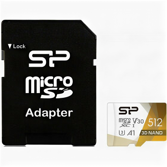 Карта памяти Silicon Power microSDXC 512Gb Superior Pro A1 Class 10 UHS-I, SD adapter