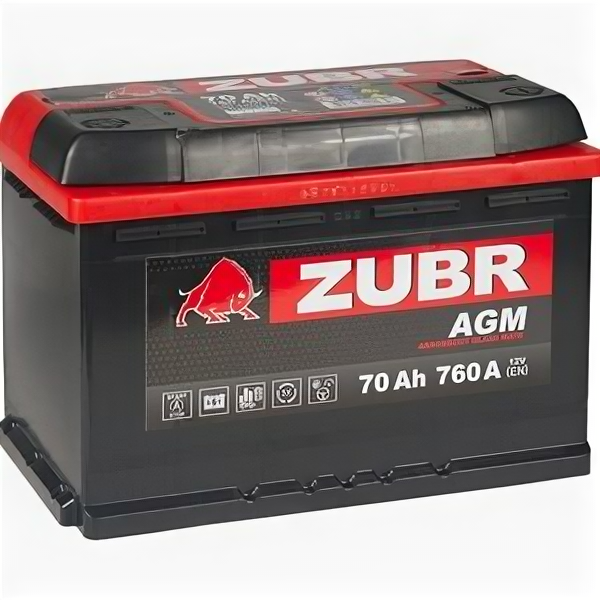 Аккумулятор ZUBR AGM 70 Ач 760А обратная полярность