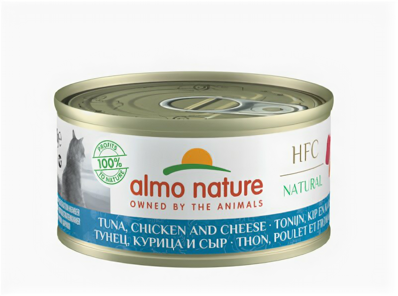 Almo Nature консервы Консервы для Кошек с Тунцом Курицей и Сыром (HFC - Natural - Tuna Chicken and Cheese) 9080H | HFC  007 кг (10 шт)