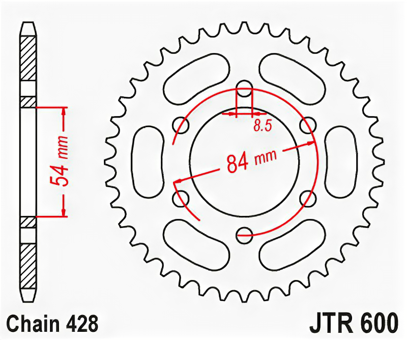 Звезда JT ведомая JTR600.52 52 зуба